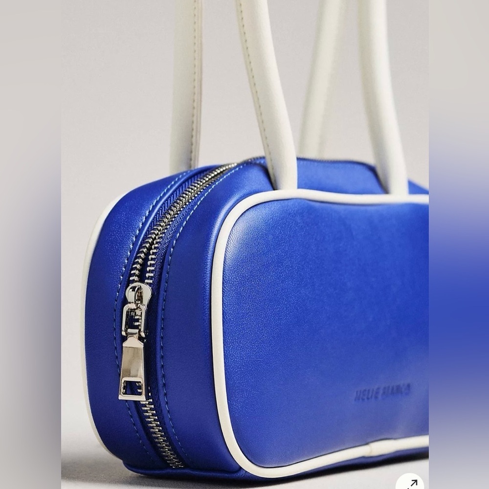 Anthropologie Melie Bianco Two Tone Shoulder Bag Blue White - Picture 4 of 6